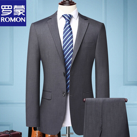ROMON Men's Suit Slim Jacket Small Suit Business Suit Student Work Interview Professional Wear Black Two Button Single Suit 185 Recommended 150-165 Jin Jin equals 0.5 kg