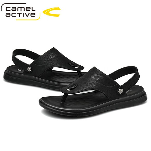 Sandalias de hombres dinámicas de camello alemanes para el verano Nuevos zapatos de playa informales Sandalias sin deslizamiento Sandalias de doble propósito Flip Flip Flopslip 3880 Negro (tamaño de zapato deportivo) 38