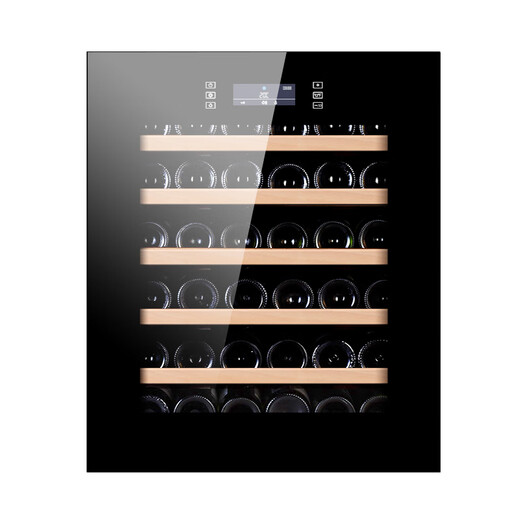 Seclusion and fame handleless touch door embedded red wine cabinet constant temperature wine cabinet tea beverage cabinet frost-free air-cooled heat-free frequency conversion wine cabinet fully embedded wine cabinet 696 height single temperature black/variable frequency 36 bottles