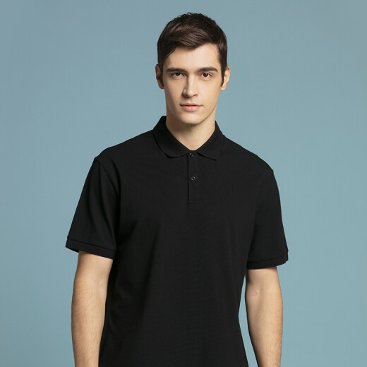 Made in Tokyo, pure black 96 cotton short-sleeved POLO shirt men's T-shirt half-sleeved business classic breathable and comfortable black S