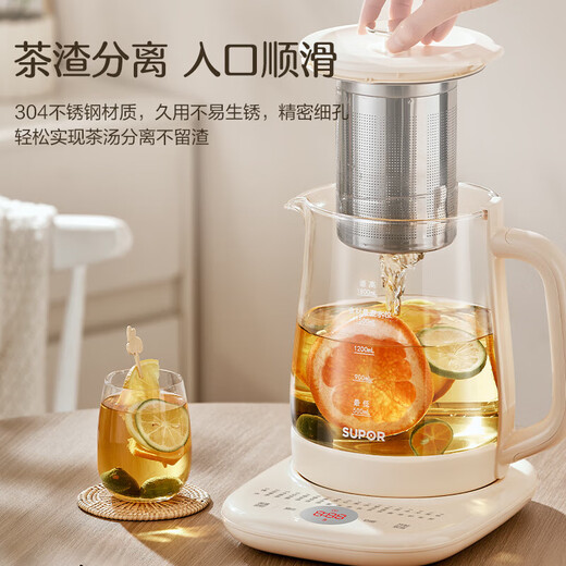 SUPOR health kettle, household large-capacity kettle with integrated heat preservation, fully automatic constant temperature electric kettle, tea boiler and stewing kettle, large diameter filter, 18 major health functions SW-18YJ15A, 24-hour reservation 1.8L