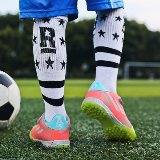 FEELACES chaussures de football TF ongles cassés petite taille baskets d'entraînement Velcro pour garçons et filles formation jeunes étudiants concours d'examen 6195 orange ongles cassés 37 pointure de chaussure de sport standard