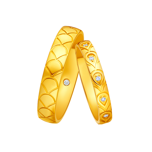 DR Paris Show Style Gold Couple Ring Wedding Dragon Scale Phoenix Feather True Love Contract QM0339/QW0339 Small amount in stock*Single women's ring 11