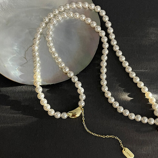 Gin Chie Imitation Pearl Necklace for Women 2025 New Broken Silver Pendant Jewelry Valentine's Day Birthday Gift for Girlfriend Acacia Pearl Necklace/Beads Exquisite Gift Box