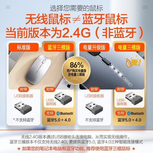 INPHIC M1P Rechargeable Wireless Mouse Power Display Enhanced Version Office Light Sound Laptop Home 2.4G Ultra-Thin Portable Metal Gray