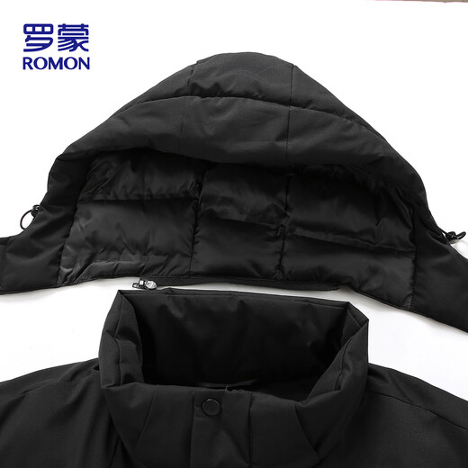 ROMON cotton-padded jacket for men in winter, warm and thickened, windproof and comfortable hooded casual jacket for men 805 black M