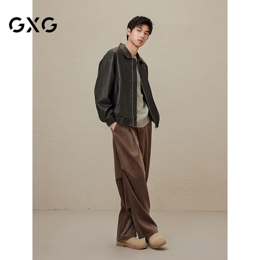 GXG Herren -amerikanische Lederjacke für Männer und Frauen im gleichen Stil 2024 Herbst neue Jacke schwarz 175/l