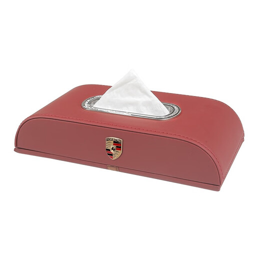 Convient pour la boîte de tissus de la voiture Porsche Cayenne Macan Paramela 718/911 Supplies de décoration intérieure Porsche Bourgogne Visor Boîte en papier