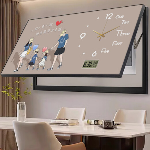 Pintura sensorial Gran tamaño Calendario Perpetual Medidor Pintura decorativa con reloj y reloj Caja de distribución familiar Caja de distribución Cubierta colgante JD12811 Calendario perpetuo mejorado + Reloj 80*40 cm (bloqueo 70*30) Marco negro colgante