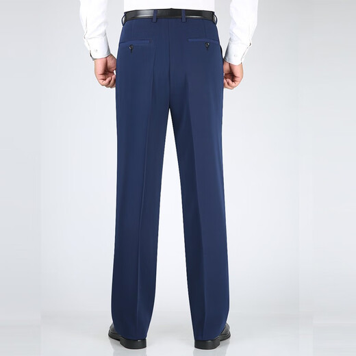 
Park Qi summer thin men's droop free ironing trousers high waist straight loose casual pants business middle-aged suit men's pants [Spring and Autumn Thick] 683 royal blue 33 size 2 feet 6 waist circumference