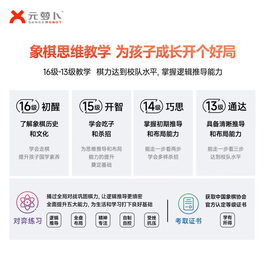 Yuanluobu Sensserobot ai Schachroboter Sensetang Technologie Kinder frühes Bildung Lernen Chinesischer Schachroboter Intelligenter Dialog Begleiter Roboter Silber Band Hongmeng Intelligent Connection Version