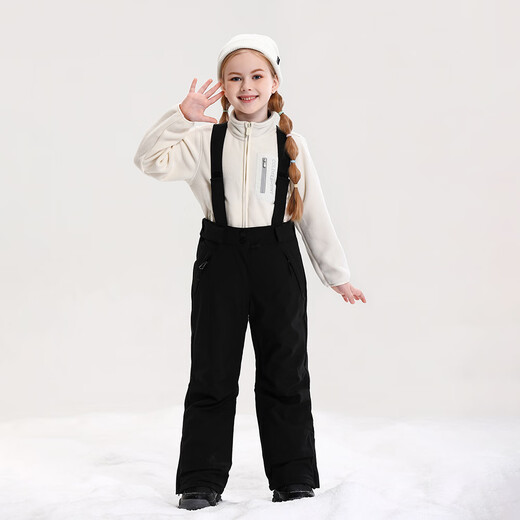 RAWRWAR New Boys and Girls Bib Ski Pants Padded and Thickened Double Snowboard Equipment Padded and Thickened Ski Pants 635 Black (Same Style for Men and Women) 3XL 160