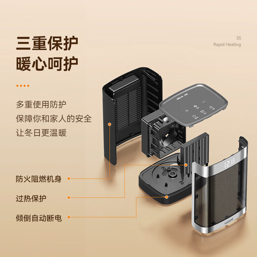 海尔（Haier）取暖器台式桌面暖风机卧室暖脚神器大热量电暖气电暖器家用智能恒温节能省电新款轻音低噪速热干衣 【即开即热】恒温遥控定时HNF-S1517A