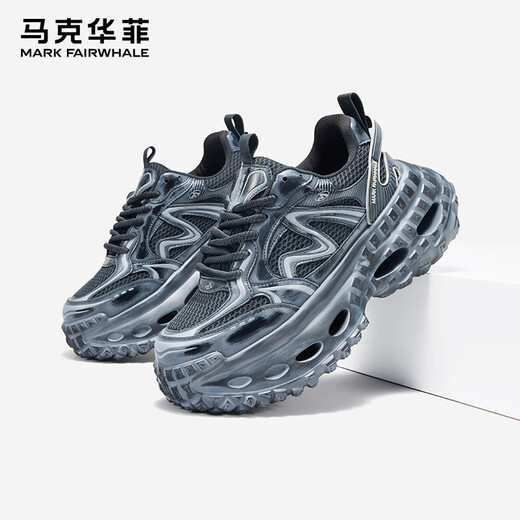 Mark Huafei men's shoes 2025 new summer breathable sports shoes men's casual height-enhancing dad shoes men indigo 41