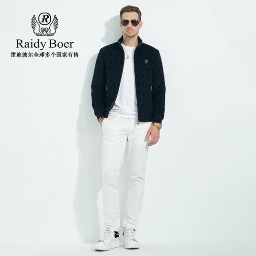 Raidy Boer/Raidi Boer woolen thick presbyopic pattern stand collar jacket for men 4017-79 black pattern 175/50/L