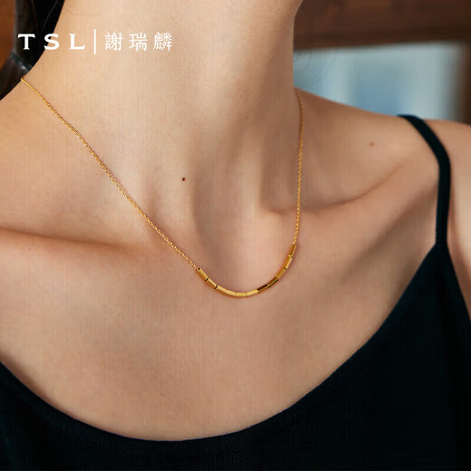 Xie Ruilin (TSL) gold necklace, foot gold 5G simple clavicle chain, women's gift gift XK683, about 3.35g