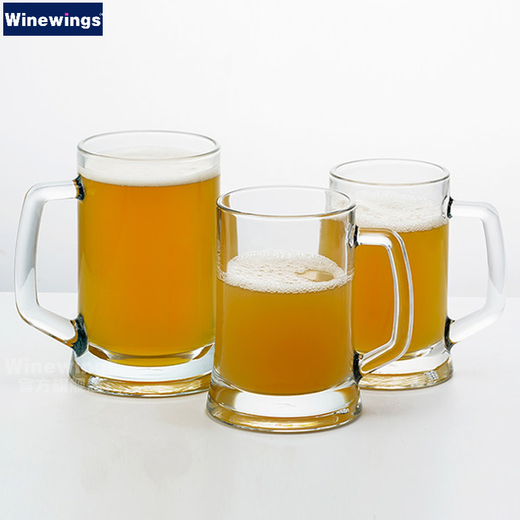 WINEWINGS extra large craft beer cup home draft beer cup pint cup with handle crystal glass cup large capacity tea cup water cup 660ML thickened handle cup