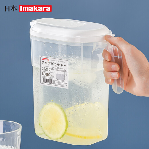 Imakara refrigerator cold kettle cold kettle plastic high temperature resistant tea kettle large capacity tea kettle drying water large kettle tie pot household transparent cold kettle 1 piece 1800ml