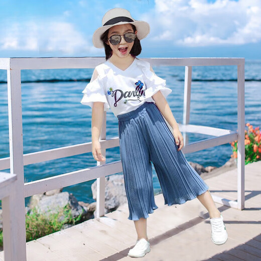 A 21 FUNB family portrait parent-child summer clothes for a family of three, mother and child, beach T-shirt, mother and daughter culottes suit, beach style, mom XL (recommended weight 115-130 Jin Jin equals 0.5 kg)