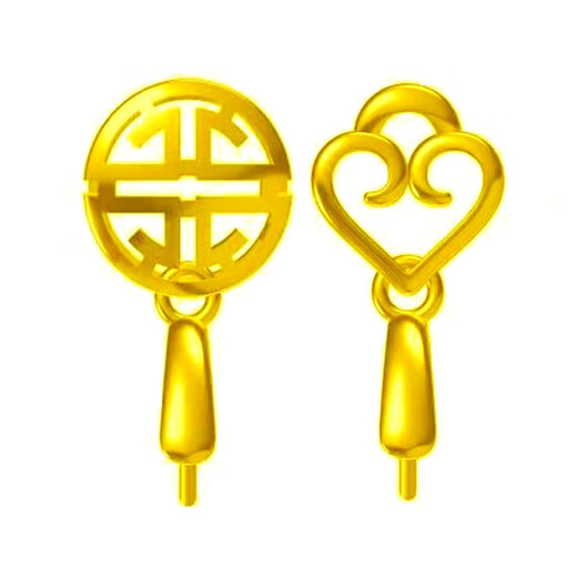 Nilan Fat Donglai same style 18k gold pendant buckle head thickened jade pendant buckle inlaid clip buckle melon seed buckle jade 18K dark yellow 11 round copper coin