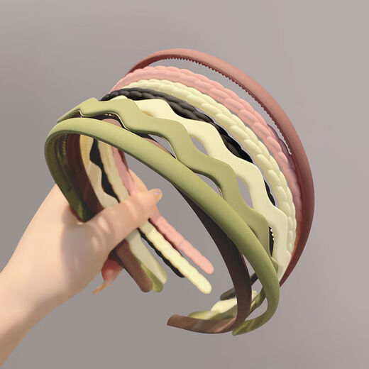 Dai Yan girls face wash and makeup special headband non-slip toothed hair press frosted broken hair press headband Internet celebrity hair bundle headband navy blue 5 pieces