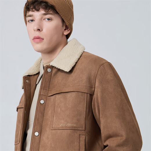 Mark Huafei Suede Imitation Sheep Wool Jacket Men's Autumn and Winter Thickened Warm Top Jacket Khaki 54/XL