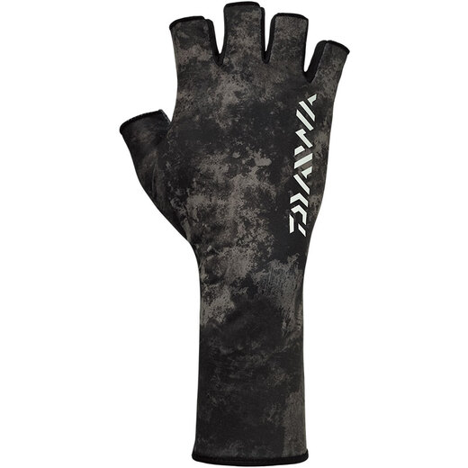 Daiwa (Daiwa) 24 Frühlings- und Sommer DG-6624 Fünf-Finger-Handgelenkschuhfischerei Handschuhe Elastische Halbfingerhandschuhe im Freien Sporthandschuhe weißes Muster L.