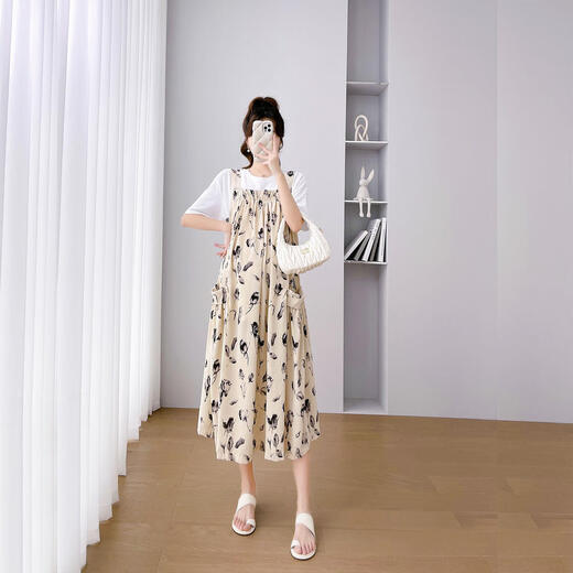 Geman Maternity Dress Fashion Fashion Trendy and Fashionable Two-Piece Ensemble en mousseline à manches courtes Summer 200 Jin [Jin est égal à 0,5 kg] Costume noir L (110-130 Jin [Jin est égal à 0,5 kg]))