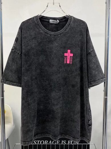 
Fini Dongjue European and American street style retro chess board love short-sleeved T-shirt men's summer loose hiphop street top ins trendy SN6176 black 2XL
