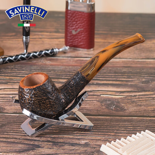 沙芬（SAVINELLI）苔原石楠木烟斗配件P103Z花纹斗杆麻面677烟斗专用烟嘴男士送礼