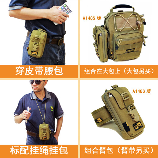 Looyoo A148 Hochwertiger Nylon großer Bildschirm Mobiltelefon Tailentasche Schultergurtbeutel Outdoor Multifunktion Tailentasche Armtasche Militärlüftet Bag A148s Accessoires Package Black (YKK Reißverschluss)