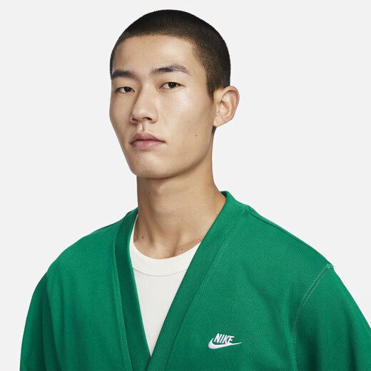 耐克（NIKE）外套男士2024春秋季新款针织开衫V领线衫休闲夹克上衣 FN3899-365绿色 2XL