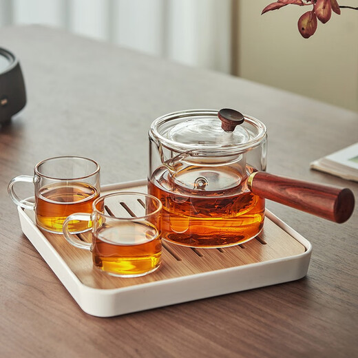 Yihutea (YIHUTEA) glass tea set teapot Kung Fu tea home reception teacup simple tea table office tea making complete tea set 8-piece set transparent pot 550ML + 6 cups + male cup