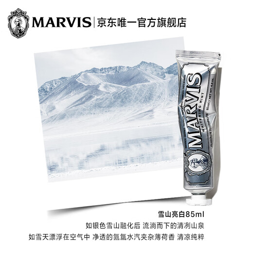 MARVIS玛尔仕亮白薄荷味牙膏85ml（银色）防龋清洁 新旧包装随机发货 