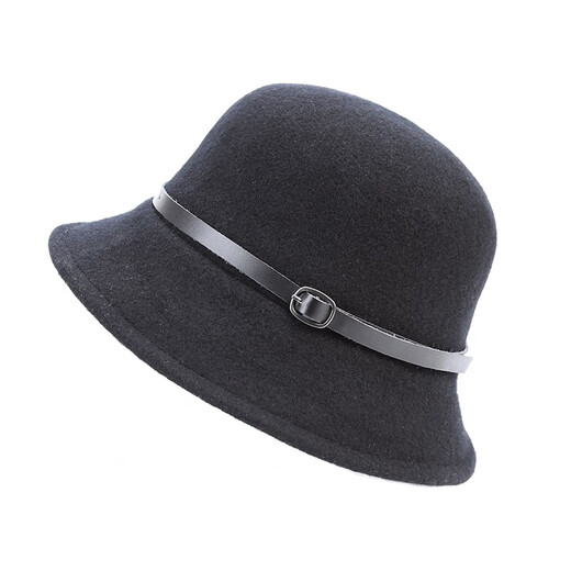 Maria Gucci Fashion Felt Hat Elegant Small Top Hat Retro Fisherman Hat British Bon Hat Fashion Wool Hat Women's Lakeside Walk Black