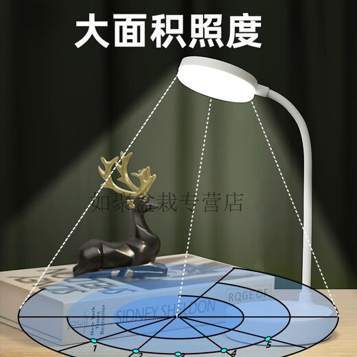 ED台灯学习专用可充电插电学生宿舍卧室床头灯书桌护眼小台 按钮款1200毫安/三色光/无极调