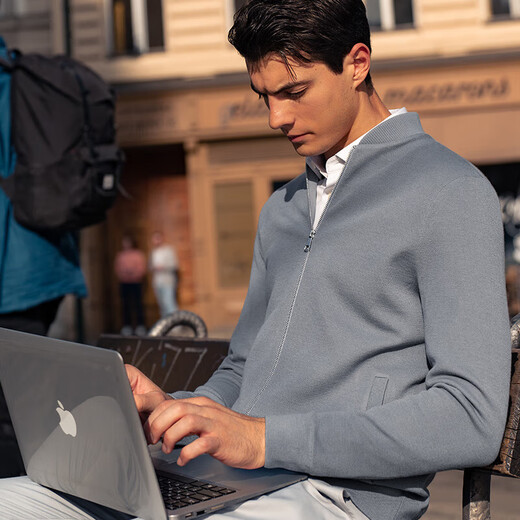 La nueva chaqueta de primavera y otoño de estilo del Sr. Bu Star para la chaqueta de cárdigan de lana de lana para hombres, manga larga, ropa de color sólido Yueyan Grey XL (180)