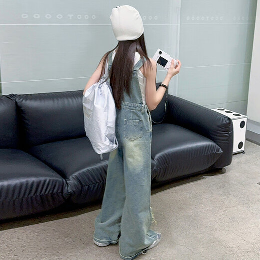 Girls Spring Suit 2025 New American Retro Big Children's Overalls Fashionable Autumn and Summer Girls Two-piece Set Trendy Pink Overalls 150cm