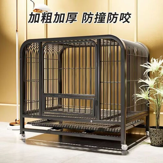 Jiamen JIAMEN (JIAMEN) Dog Cage Medium Dog Small Dog House Large Indoor Bathroom Shiba Inu Corgi Kennel Pet Dog Fence Black Dog House and Other 6-piece Set Reinforced Square Tube 78*54*70 (25 Jin Jin is equal to 0.5 kg)