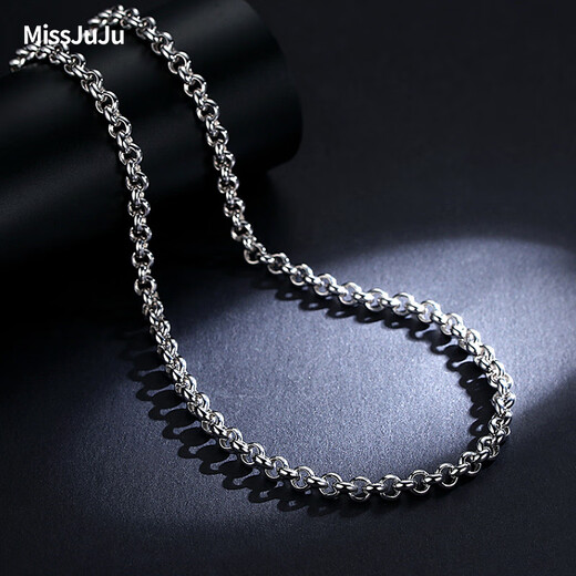 Miss JuJuPT950 platinum necklace men's platinum O-shaped chain simple and elegant round bead chain versatile pull-over pearl chain plain chain deposit customization Specifications contact online customer service