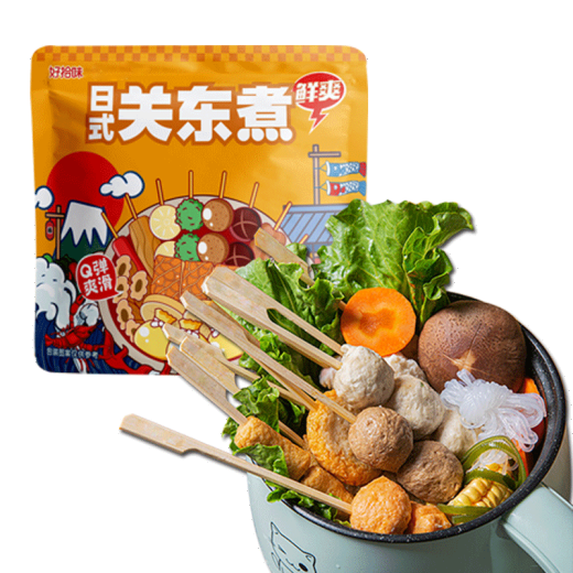 Haoshiwei Japanese Kanto Hotpot Ball Ingredients 10 kinds of skewers combinations 400g (including soup packages) Barbecue Malatang 400g ingredients packages/10 skewers
