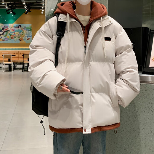 Jianluo (Jianluo) Veste en coton Men Fake Two-onal Caponded Automned and Winter épais Loose Jinjiang Feather Cotton Coat Veste undle pain couple mâle Veste Apricot Color XL [115jin [Jin est égal à 0,5 kg] -145jin [Jin équivaut à 0,5 kg]]