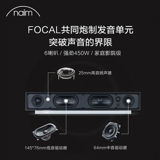 NAIM Muso2 Echo Wall TV Audio Active Speaker Streaming Bluetooth HIFI Fever Desktop Audio Home Theater MUSO Black