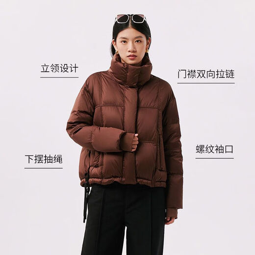 Qianrenggang (CHERICOM) new winter women's retro short versatile stand-up collar down jacket warm jacket Y299115Y milk coffee color 88814 170
