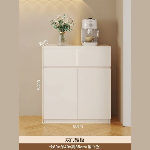 Guisenbao (GUISENBAO) solid wood side cabinet cupboard storage tableware cabinet kitchen cabinet combination cabinet cream style storage cabinet multi-layer finishing cabinet solid wood white A style 80cm double door side cabinet (deposit)