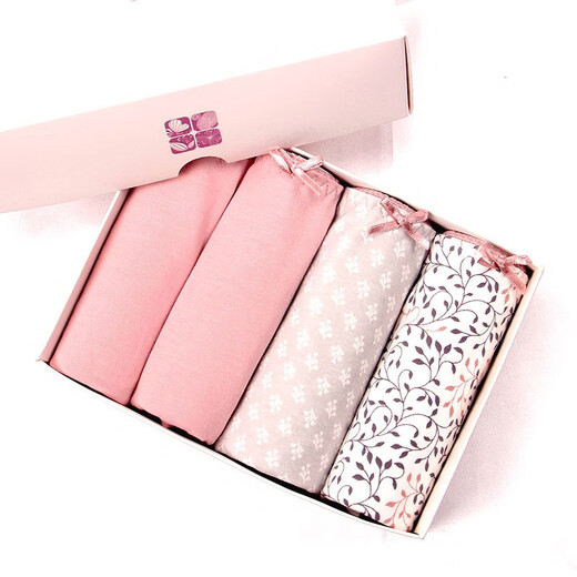
Die Anfen 4-pair underwear for women, cotton sweet ladies, high waist belly-closing lace shorts for women 13118 13118 Pure powder + pure powder + floral + print XL (2 feet 2-2 feet 4)