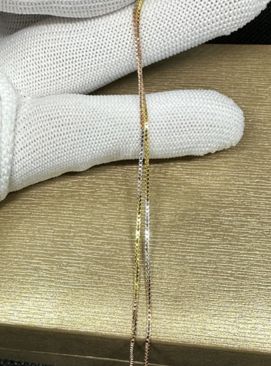 Fir Crown Gold Necklace Three-Color Gold Necklace Women's Rose Gold Platinum O-Clavicle Chain Gold Box Three-Color Amount 1.2 mm Wide Box Chain 40cm