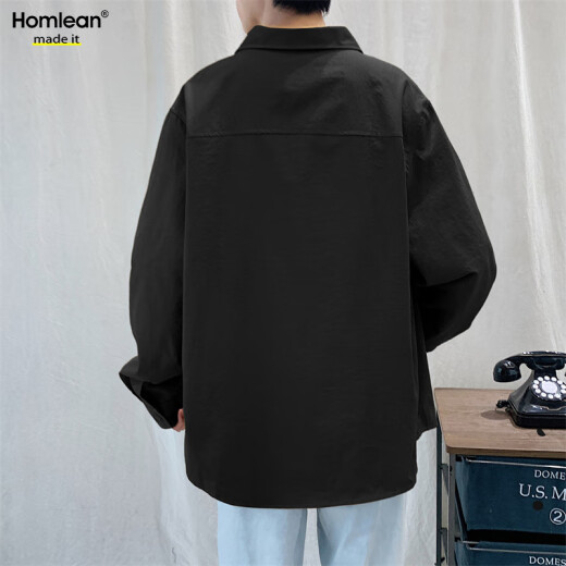 Camisa literaria de color sólido japonés de homlean Manura de manga larga de primavera y manga larga de verano