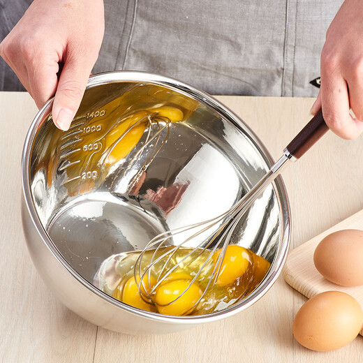 
YOSHIKAWA imported Yoshikawa 304 stainless steel egg beating basin, vegetable basin mixing bowl with handle filter drain basin filter water SJ1391 stainless steel basin 14cm (pay scale)