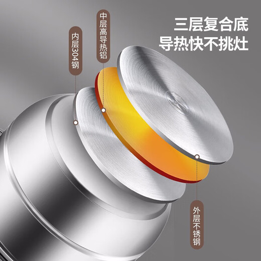 美厨（MAXCOOK）蒸锅 304不锈钢32cm二层蒸锅 加厚复底汤蒸锅 电磁炉燃气炉通用 MCZ826 32cm